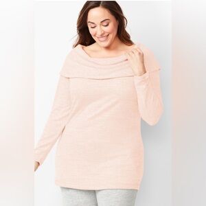Talbots NWT Women's Cowl Neck Off The  Shoulder Sweater - Light Pink